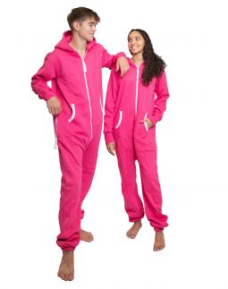 Magenta Hot Pink Hoodie Jumpsuit Unisex Sizes XS - 2XL for Men & Women